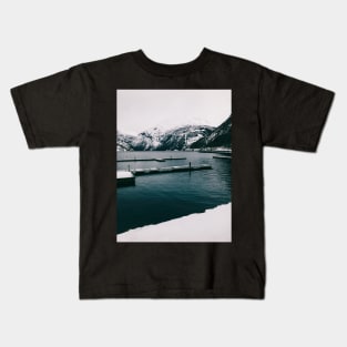 Norwegian Fjord and Surrounding Moutains on Cold Winter Day Kids T-Shirt